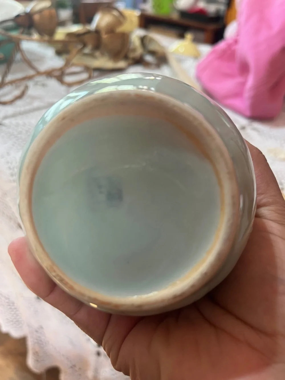 Vintage Celadon Goldfish China Sugar Bowl & Lid Dish, Made in China 2 AVL - Picture 2 of 5